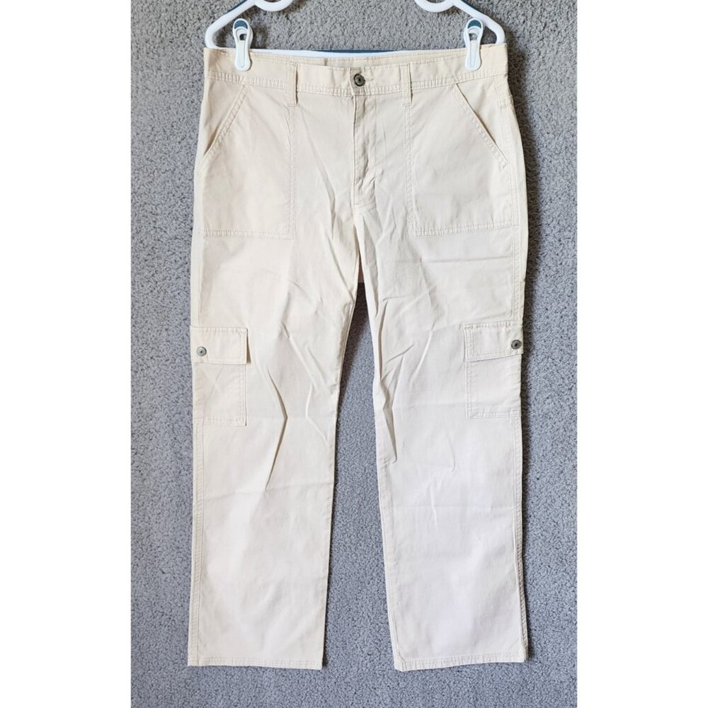GAP Women's Y2K 90’s Mid Rise Khaki Cargo Pants Beige Stretch Cotton Size 12